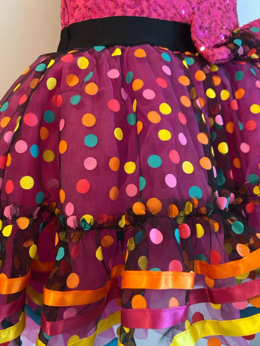 Revolution Hot Pink Sequin Polka Dot Performance Tutu Dance Dress - Size SC - Picture 11 of 14